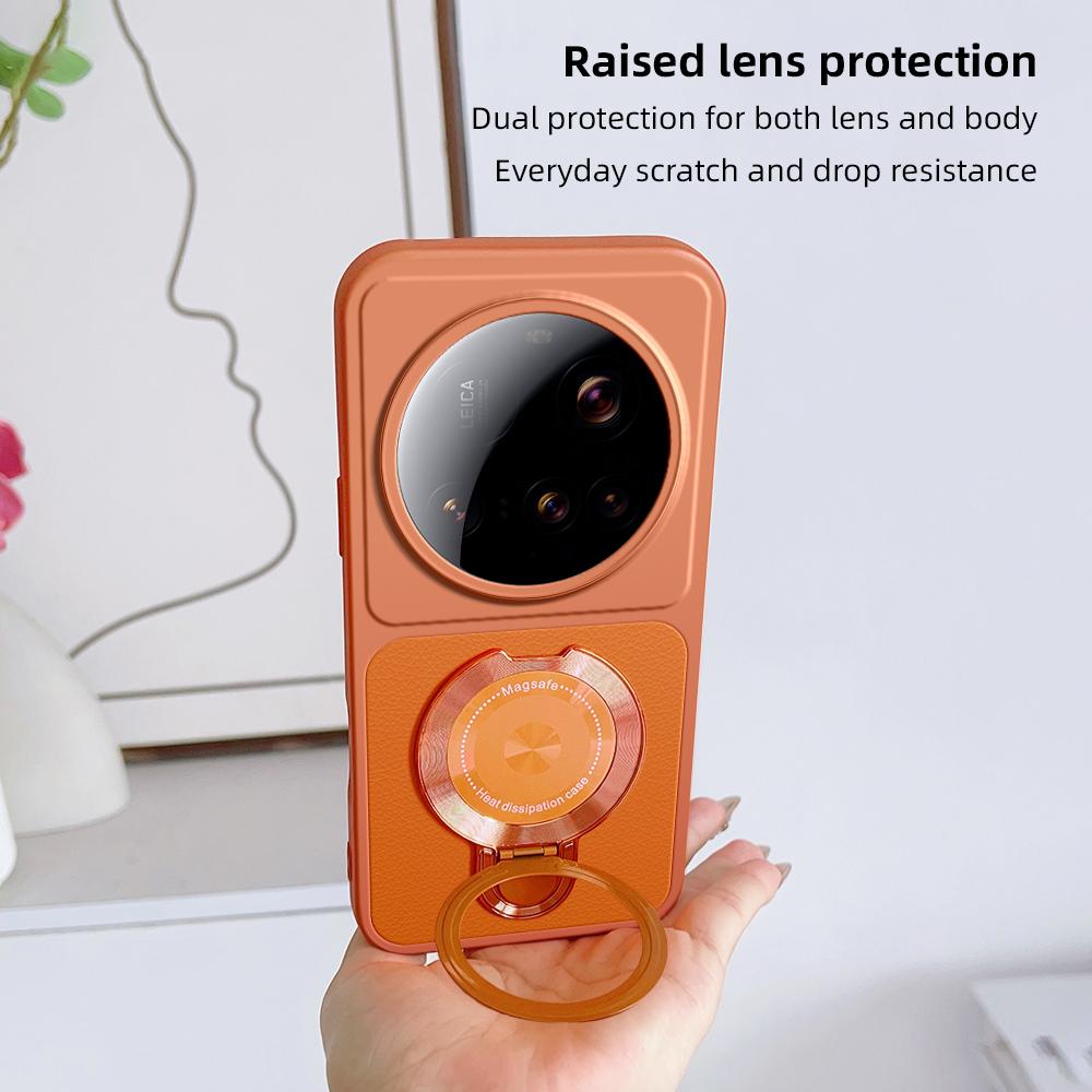 For Xiaomi 15 Ultra Case Xiaomi 15 Ultra Cover Xiaomi 15 Ultra leather Case Magnetic Bracket Magsafe Holder Stand Cover