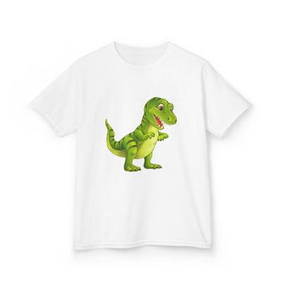 Green Cartoon T-Rex Kids Tee | Cute Dinosaur Graphic Shirt
