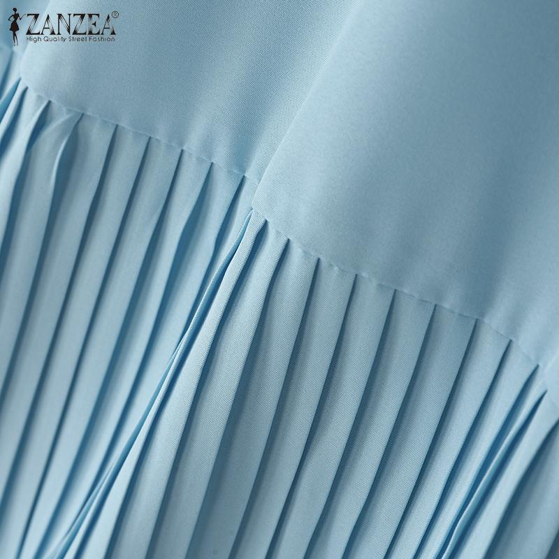 ZANZEA Women Casual Round Neck Loose Short Sleeve Blouse