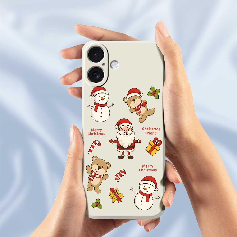Für iPhone 17 Hülle Weihnachten Freunde Musterdruck Gerade Kante TPU Handy Rückseite