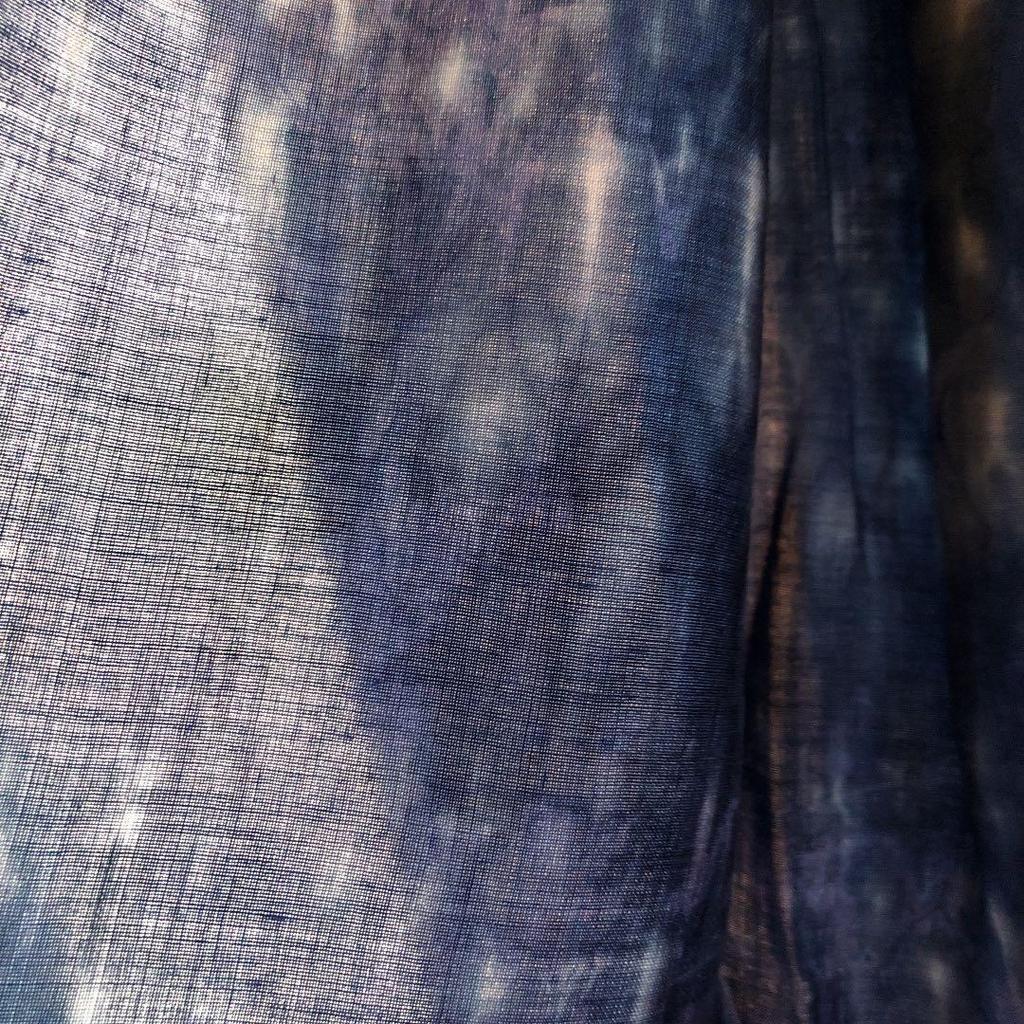 Used Indigo-dyed Large Rayon Stole, Shibori Dyeing, Made in Thailand 3