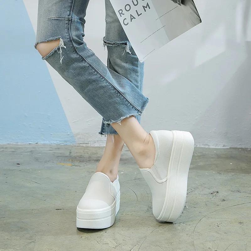 Scarpe da Ginnastica con Plateau Piatto da Donna Calzature Basse Donna Sneakers Casual Ragazze Studenti Mocassini con Suola Spessa Donna Slip-on tenis de mujer