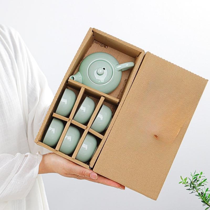 Celadon Small Fish, A Pot of Six Cups Tea Set, A Simple and Portable Home Gift