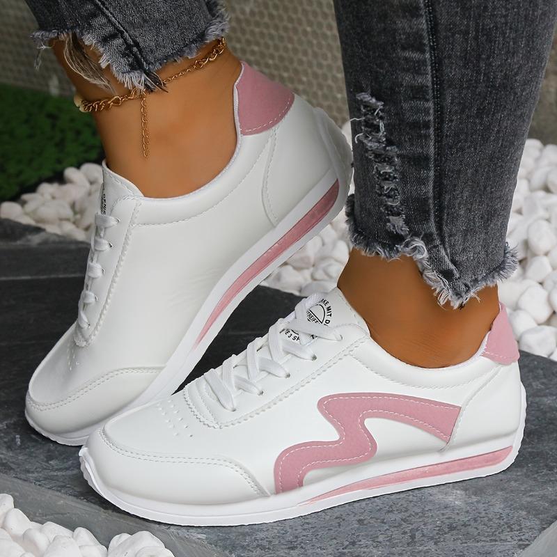 2025 New Spring and Autumn Breathable Color Blocking Fashion White Student Sports Casual Flat Single Shoes