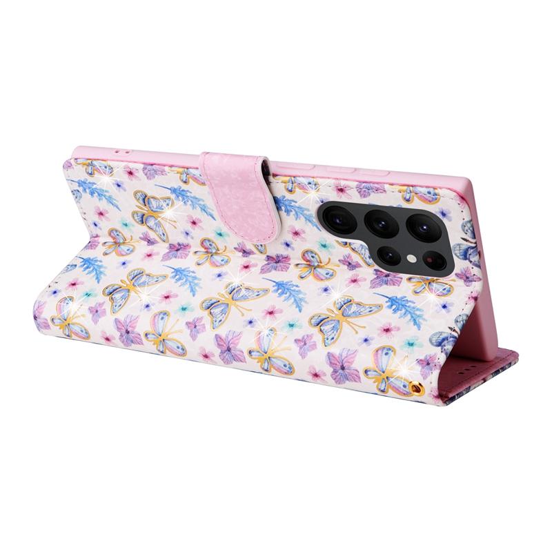 Luxury 3D Gilded Flowers Printed Case Cover for iPhone 14 13 12 11 Pro Max Samsung Galaxy S23 S22 S21 S20 A13 A23 A33 A53 A73 RFID Blocking Wallet Bag