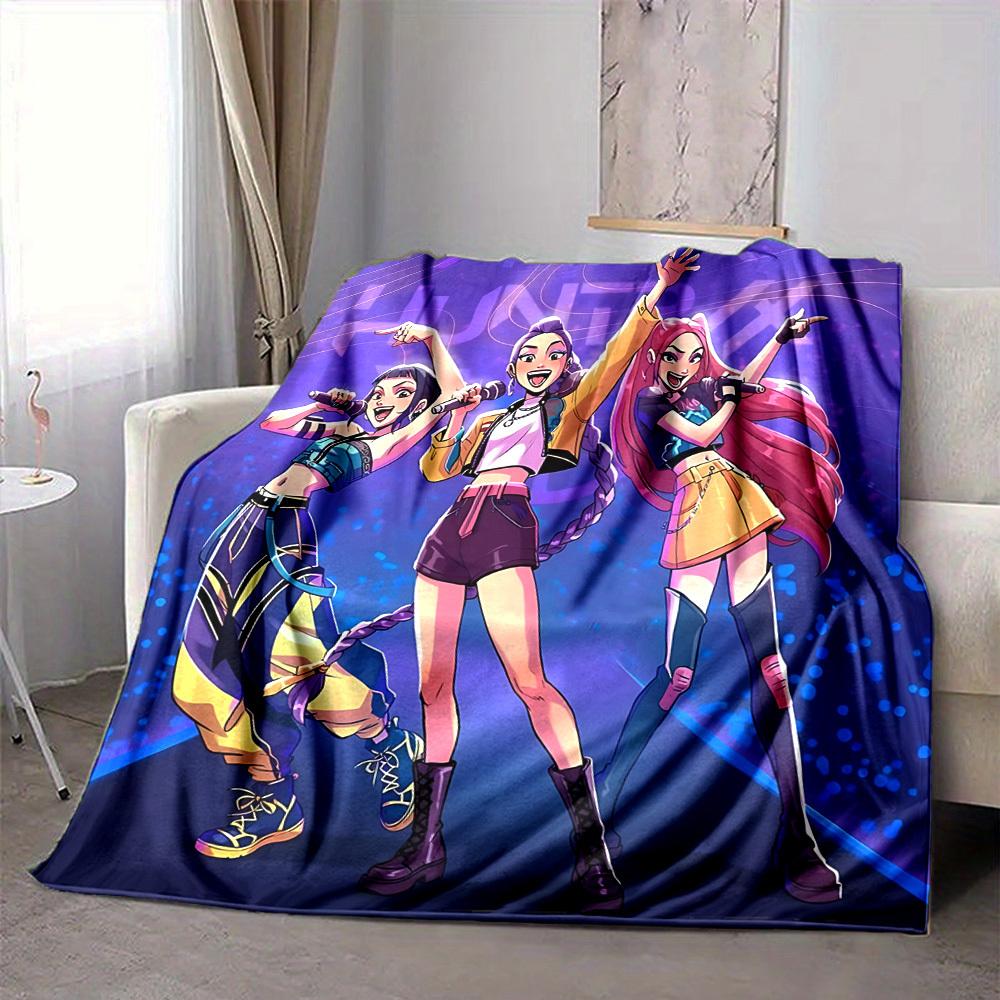 

1pc KPop Demon Hunters Soft & Warm Flannel Blanket, Multi-Purpose Throw Blanket for Couch, Sofa, Office, Bed, Camping, Travel 80x120cm