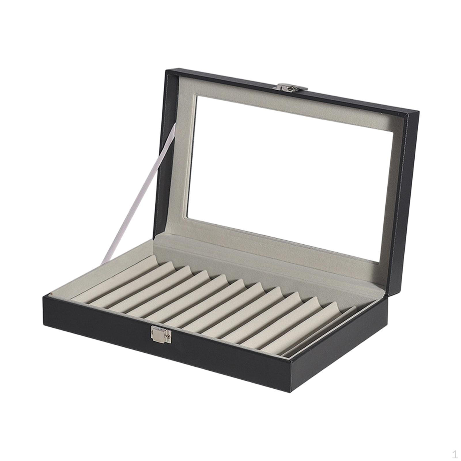 

12-Slot Pen Organizer Case, Multipurpose, with Lid, Dustproof, Ideal for Birthdays, Store Gifts. Grey Lining