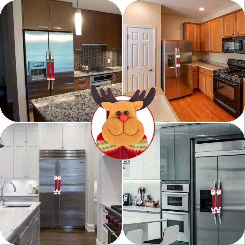 2pcs Festive Christmas Refrigerator Handle Protectors - Snowman & Santa Designs, Washable & Decorative for Home Appliances