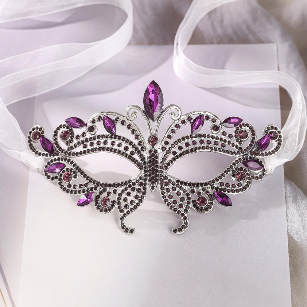 

Face Decoration Accessories Rhinestone Masquerade Mask Fashion Accessory Costume Prop Venetian Mask Shiny Crystal фіолетовий