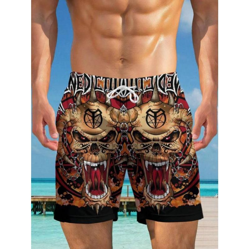 Summer 3D Skeleton Pattern Print Shorts Fashionable Casual Beach Men's Shorts