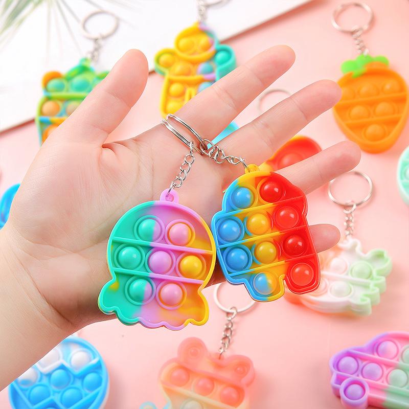 Creative Children's Rainbow Bubble Keychain - Fun Finger Decompression Toy & Backpack Pendant Gift