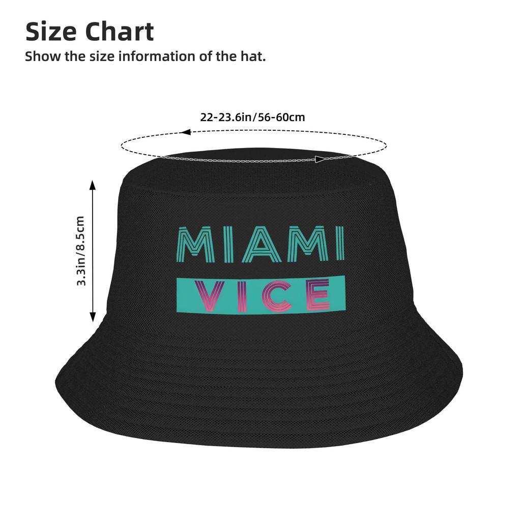 Cappello a Secchiello Logo Miami Vice per Unisex Cappelli da Pescatore Classici Cappelli da Viaggio Escursionismo Pieghevoli Esterni Personalizzati Cappelli da Sole
