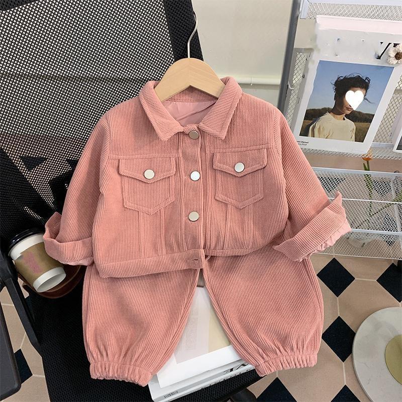 Girls' Suit Spring and Autumn Children's Casual Baby Corduroy Two-piece Suit