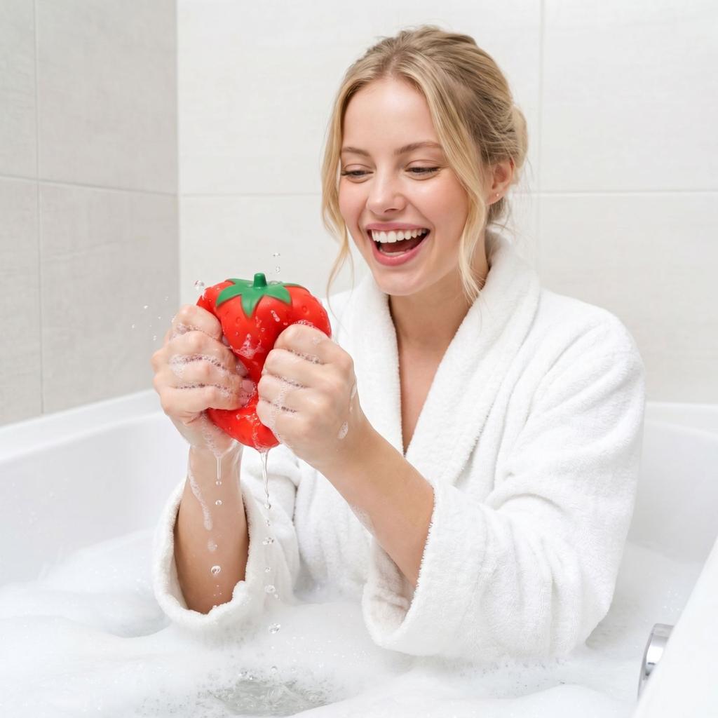 Fruit Shape Squeeze Toy for Stress Relief Soft TPR Material Handheld Sensory Toy for Bath and Office Use Strawberry Design