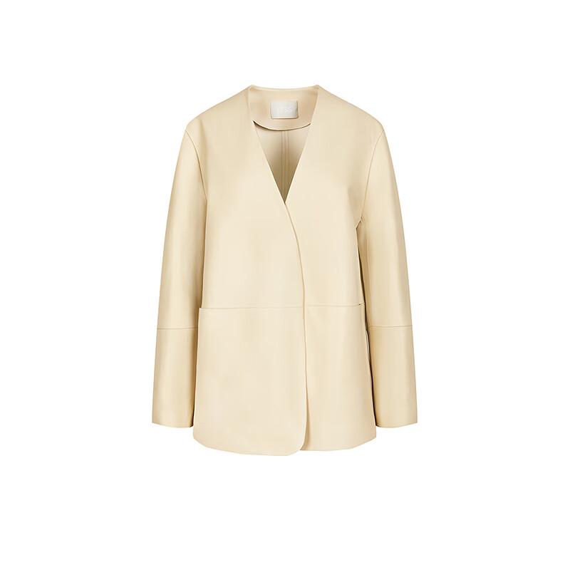 Less 2025 Spring Long Sleeve Loose Lambskin Jacket