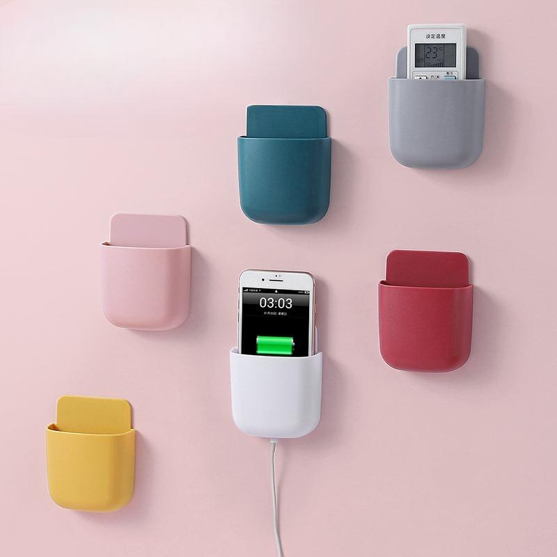 Wall Mounted Storage Box Mobile Phone Holder Stand Storage Organizer with Remote Control Air Conditioner TV Case