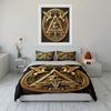 Golden Eye Triangle Decor Set Bedding Set with 1 Duvet Cover 2 Pillowcases Single Double King Queen Gift