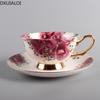 European Style Coffee Cup and Saucer English Pastoral Fashion Afternoon Tea High Bone China Ceramic Cup Tea Cup 200ML DXUIALOI
