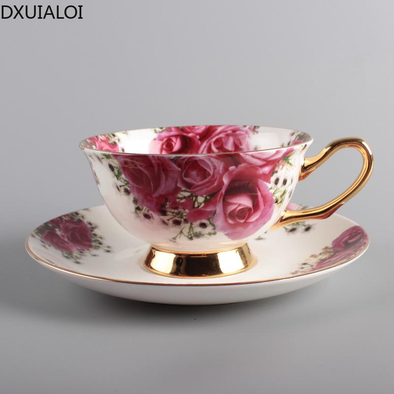 European Style Coffee Cup and Saucer English Pastoral Fashion Afternoon Tea High Bone China Ceramic Cup Tea Cup 200ML DXUIALOI