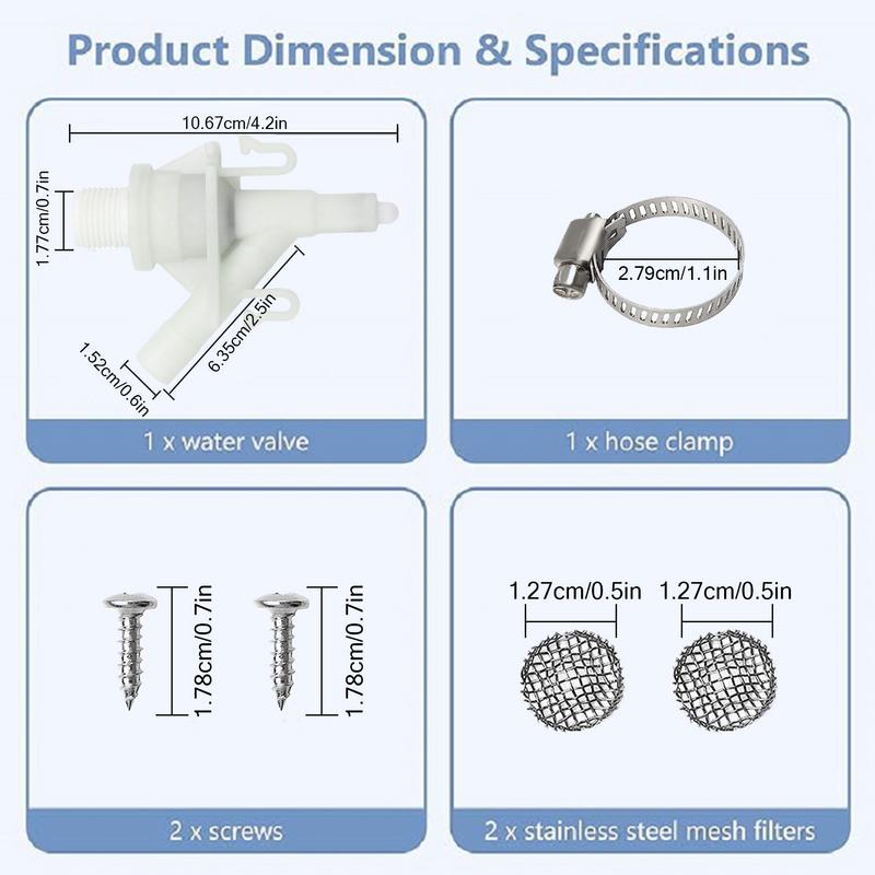 RV Toilet Valve Replacement Kit RV Water Valve Kit Leakproof RV Toilet Water Valve For RV Parts And Accessories