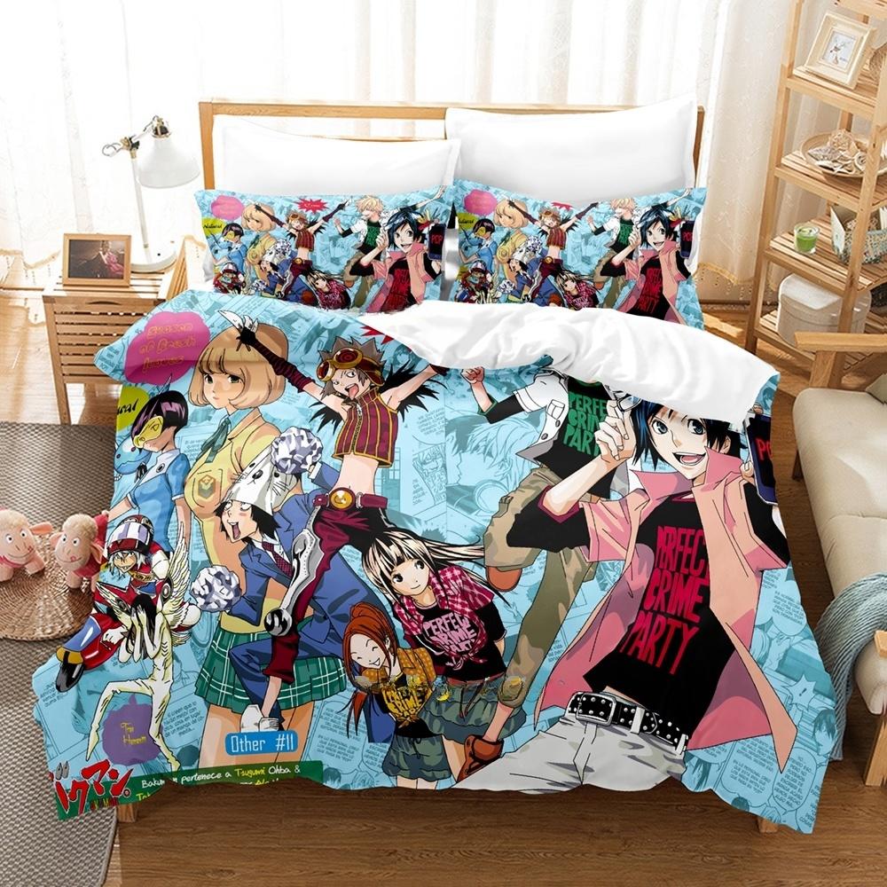 3D Printing Anime Bed Sheet Set Bakuman Bedding Set Single Twin Full Queen King Size Bed Set Adult Kid Bedroom Duvet Cover Sets