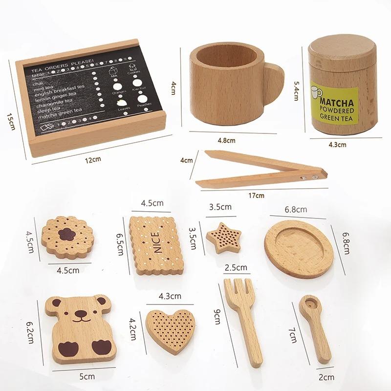 Holzspielzeug für die Küche, zum Rollenspiel, Essen, Kekse, Kaffee, Nachmittagstee-Set, Kinderhaus, Spiel, pädagogisches Kochspiel, Spielzeug für Mädchen