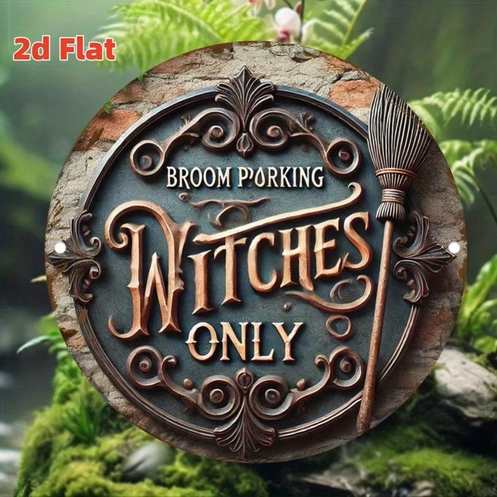 Witch Parking Metal Tin Sign Halloween Wall Decor Vintage Home Bar Cafe