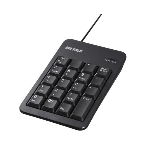 BUFFALO Wired Numeric Keyboard Tab Key with USB Hub Black BSTKH100BK