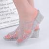 Summer Sandals Women's Crystal Plastic High-heeled Thick Soled Women's Sandals Slip-heeled Outdoor Anti-slip Versatile Sandals