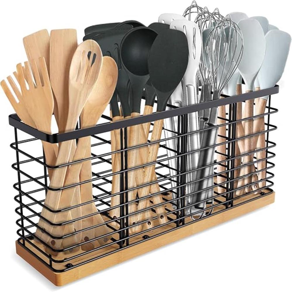 Detachable Cooking Utensils Storage Basket Large Capacity Kitchen Table Organizer  Cupboard