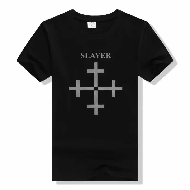 Slayer Klasyczny Zespół Thrash Metalowy Ikoniczne Logo Graficzny Nadruk Codzienny Krótki Rękaw Muzyka Rockowa Streetwear Koszulka