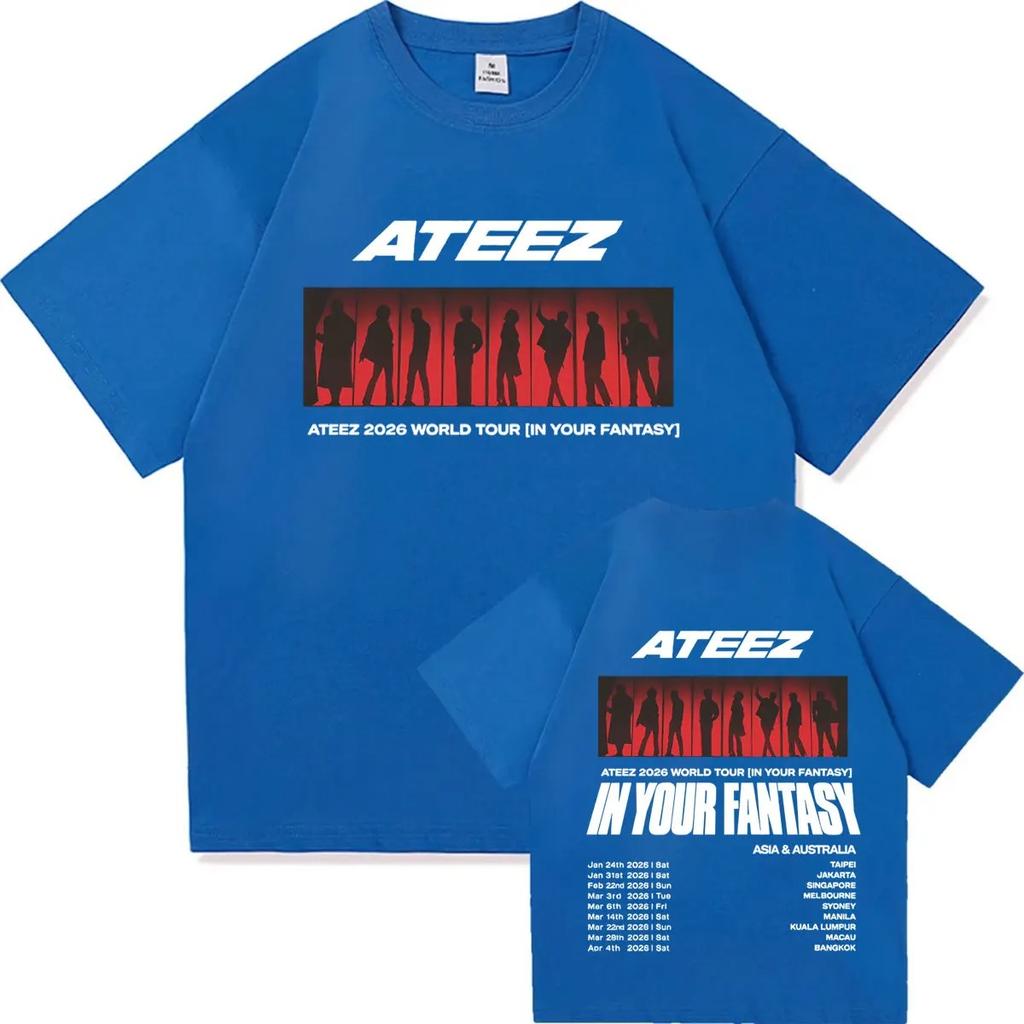 Ateez 2026 World Tour in Your Fantasy 90s Tshrits Mens Women Y2K Oversized High Quality Casual Short Sleeve Tshrit Loose Clothes