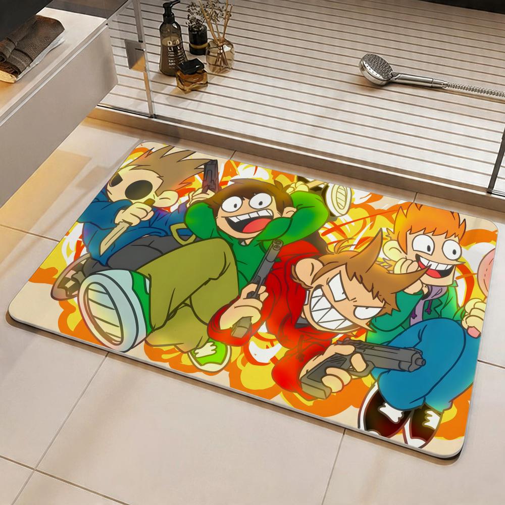 Cartoon E-Eddsworld Floor Mat Eco Diatomite Antibacterial Odor-Resistant Floor Mat & Drain Pad for Kitchen & Bathroom