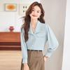 Teluoman Women's Swallow Collar Long Sleeve Professional Shirt