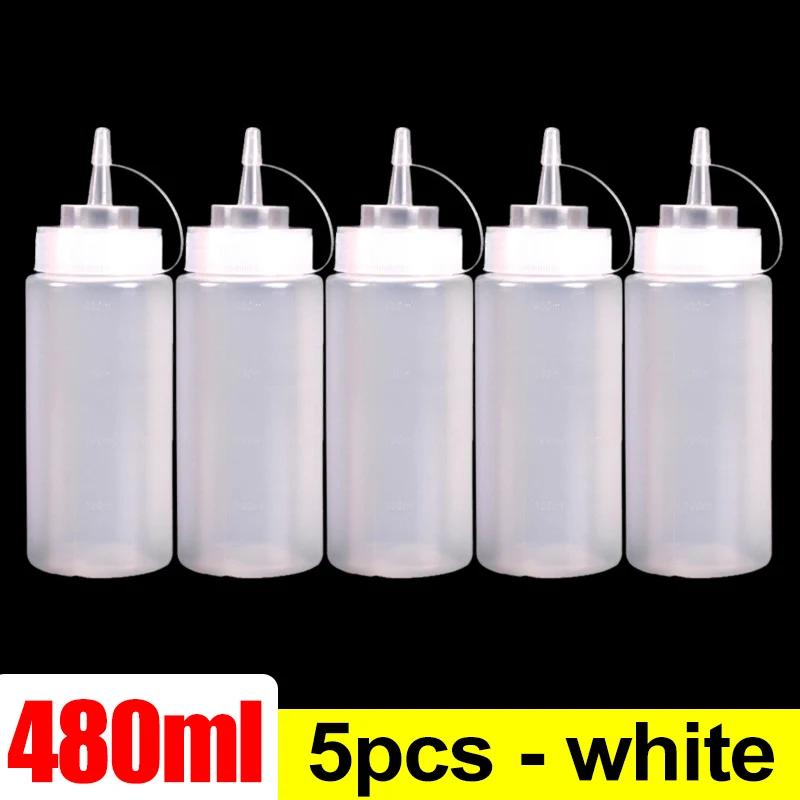 Plastic Condiment Squeeze Bottles Ketchup Mustard Salad BBQ Olive Oil Dispenser Seasoning Sauces Bottles Kitchen Tools 240/480ml