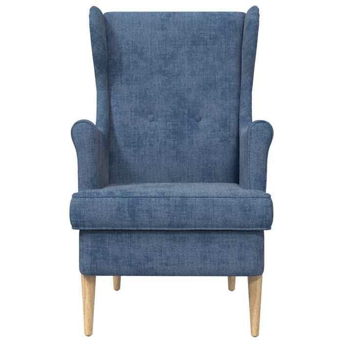 Fauteuil - MAISON EXCLUSIVE - ARES - Bleu - Coussin amovible - Cadre métal et base bois
