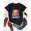2025 Nowa Kobieta Królowa Disco Lata 70. Tematyka Disco Vintage Koszulka Codzienny Komfort Okrągły Dekolt Damska Góra Lato