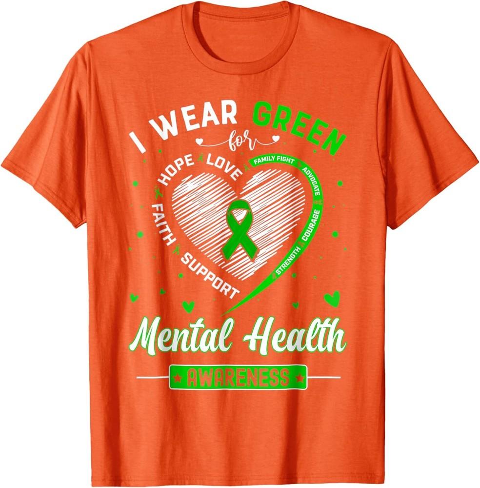 Heart I Wear Green For Mental Health Awareness Month Unisex T-Shirt Unisex T-Shirt