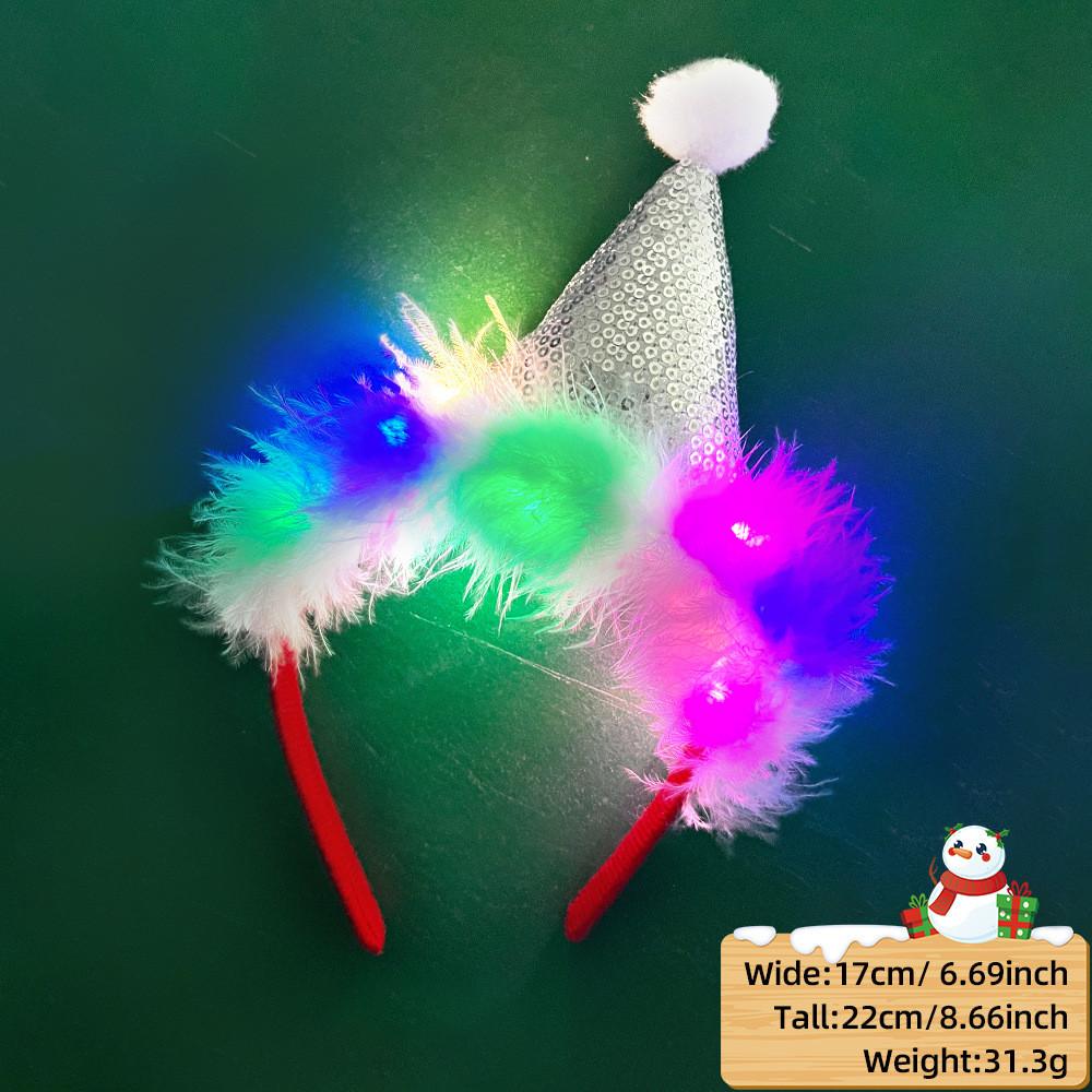 Unique And Colorful Christmas Antler Headband With Soft Plush And Lights For Creative Outfits Party