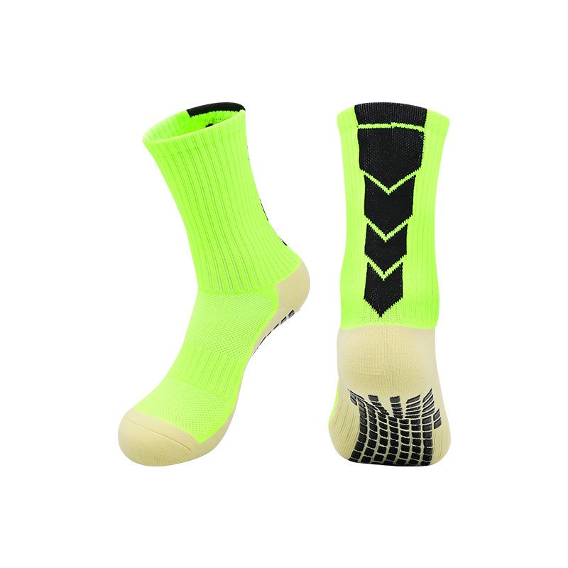 Men's Non-Slip Mid-Calf Football Socks with Thickened Towel Bottom and Silicone Grip