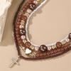 Punk Style Geometric Necklace With Heart Pendant And Pearl Layering For Womens Daily Wear