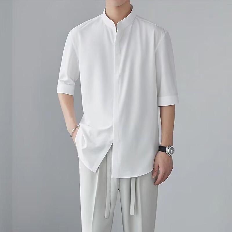 Kurzärmeliges Hemd für Männer im Sommer, trendiges Jugendhemd im neuen koreanischen Stil, japanische Hemdjacke mit lockerer Passform im Hongkong-Stil mit Übergröße