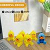 Cartoon Angry Duck Figurine 3D Printed Frowning Sitting Duck Statue Sculpture Little Blue Yellow Duck Ornament Decoration