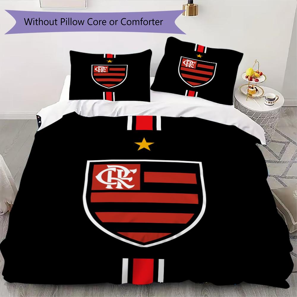 CR Flamengo Pattern Bedding Uilt Set Uilt Cover Pillowcase Home Decoration Birthday Gift (1 * Duvet Cover + 2 * Pillowcase Without Core)
