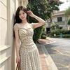 French Temperament Retro Polka Dot Fairy Long Dress Summer New Skirt Seaside Vacation Style Neck Slim Fit