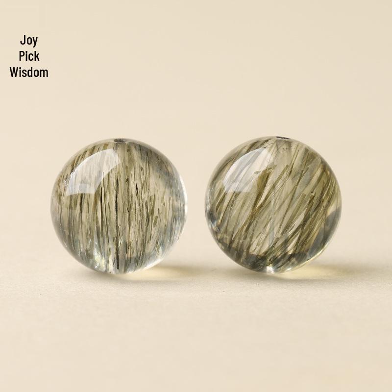 Natural Green Tourmaline Rutilated Quartz Ice Crystal Bead, DIY Multi-Gem Bracelet/Necklace.