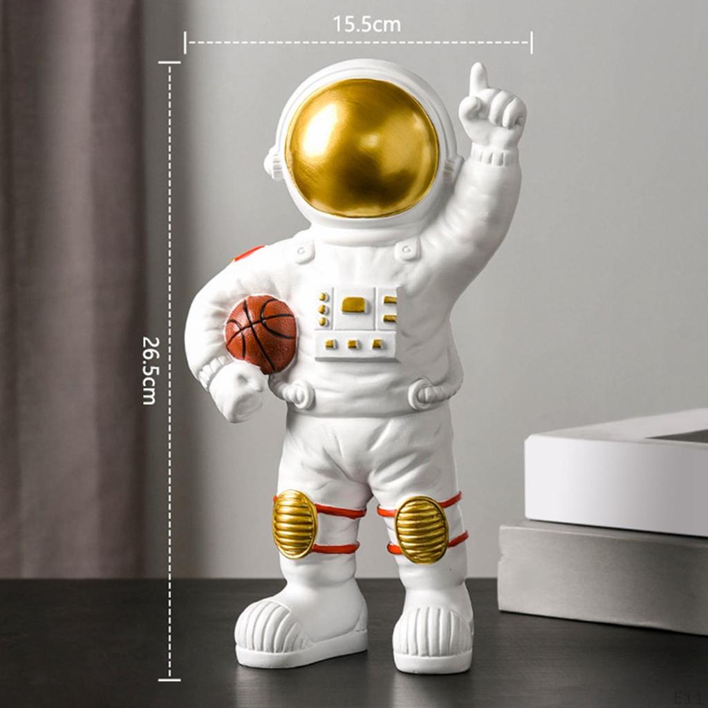 -Resin Statue Space Figure Spaceman Figurine Ornament Sculpture for Kids Room Bookshelf ,Bedroom,