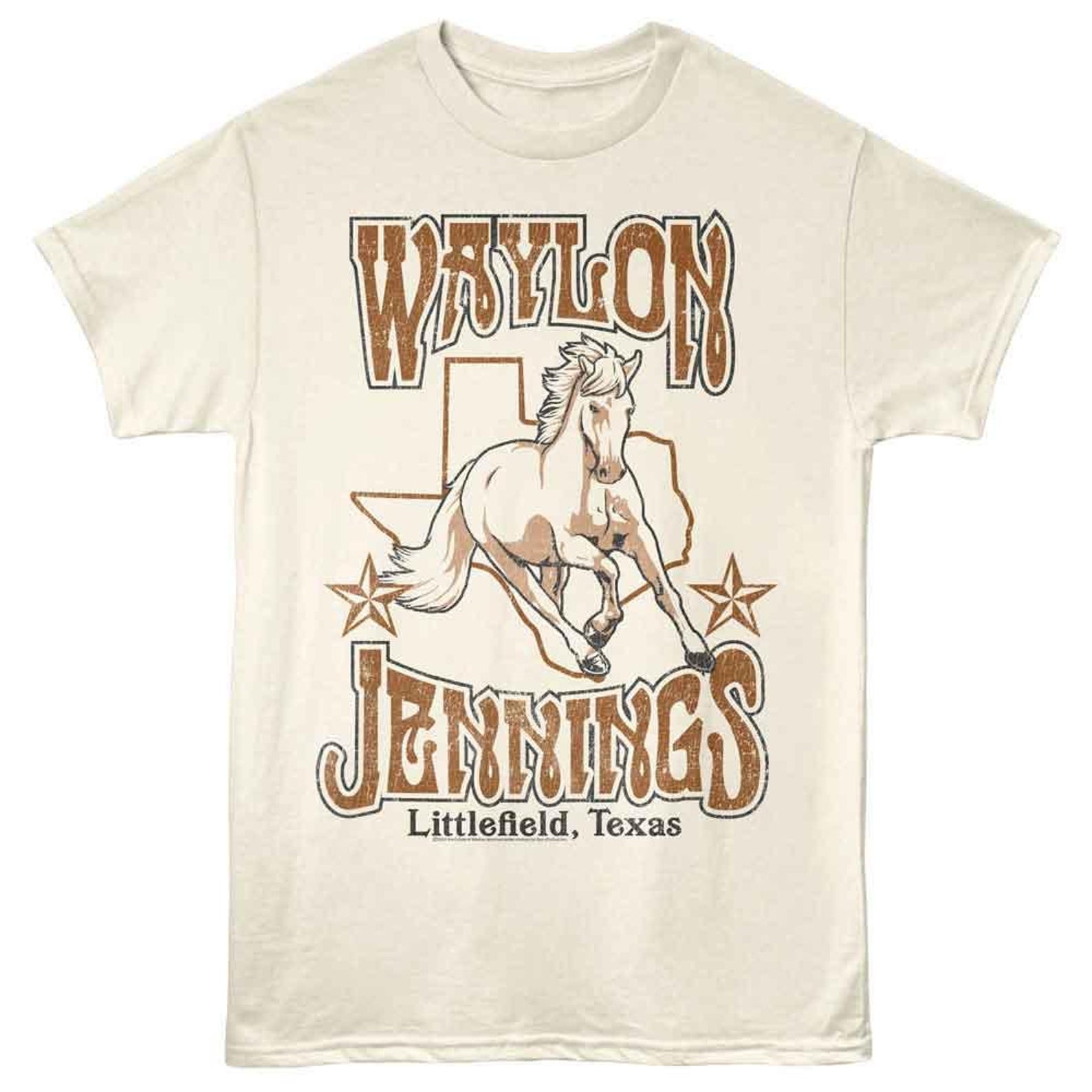 Waylon Jennings Horse Texas Natural T-Shirt XL
