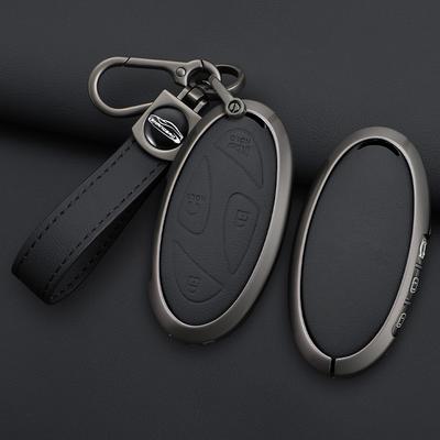 Car Key Case For Hyundai Grandeur Gn7 Kona Ev Alloy+ Leather Car Smart Romote Key Fob Cover Accessories Protection
