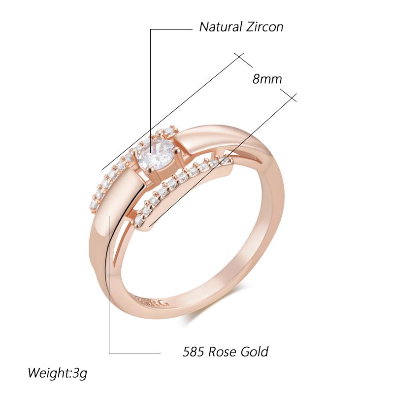 Fashion  Rose Gold Color Bride Wedding Rings For Women Simple Glossy Natural Zircon Accessories Daily Fine Jewelry